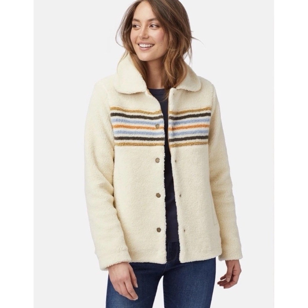 Pendleton Sherpa Jacket Size Medium Women's Daville Chimayo Snaps Front Pockets
